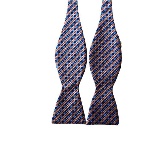 Reversible Bow Tie Plaid Geometric Diamond Point Self-Tie Adjustable Silk Blend - Picture 6 of 8